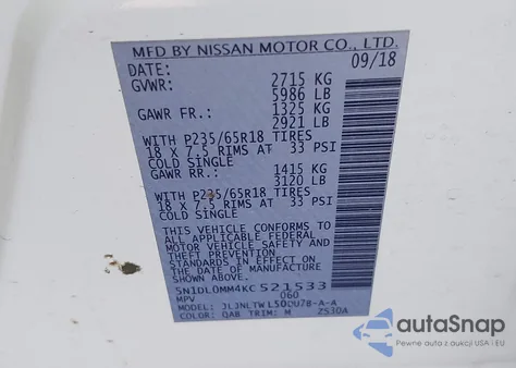 2019 Infiniti Qx60 Luxe z USA, uszkodzony, nr VIN 5N1DL0MM4KC521533